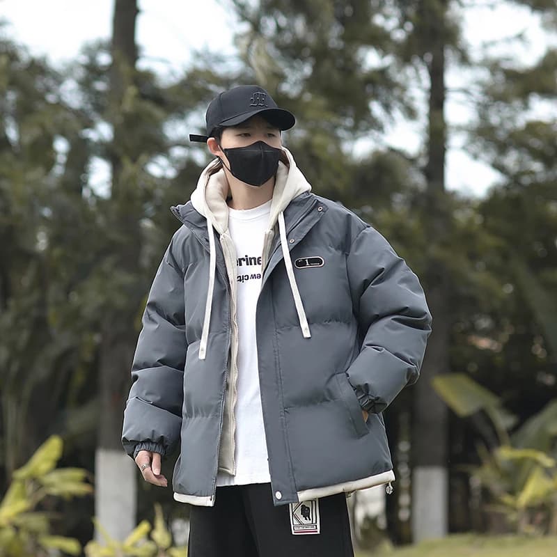 Teenage cotton coat trendy brand versatile double-layer hooded winter thick jacket cotton coat blouse casual Korean-style coat