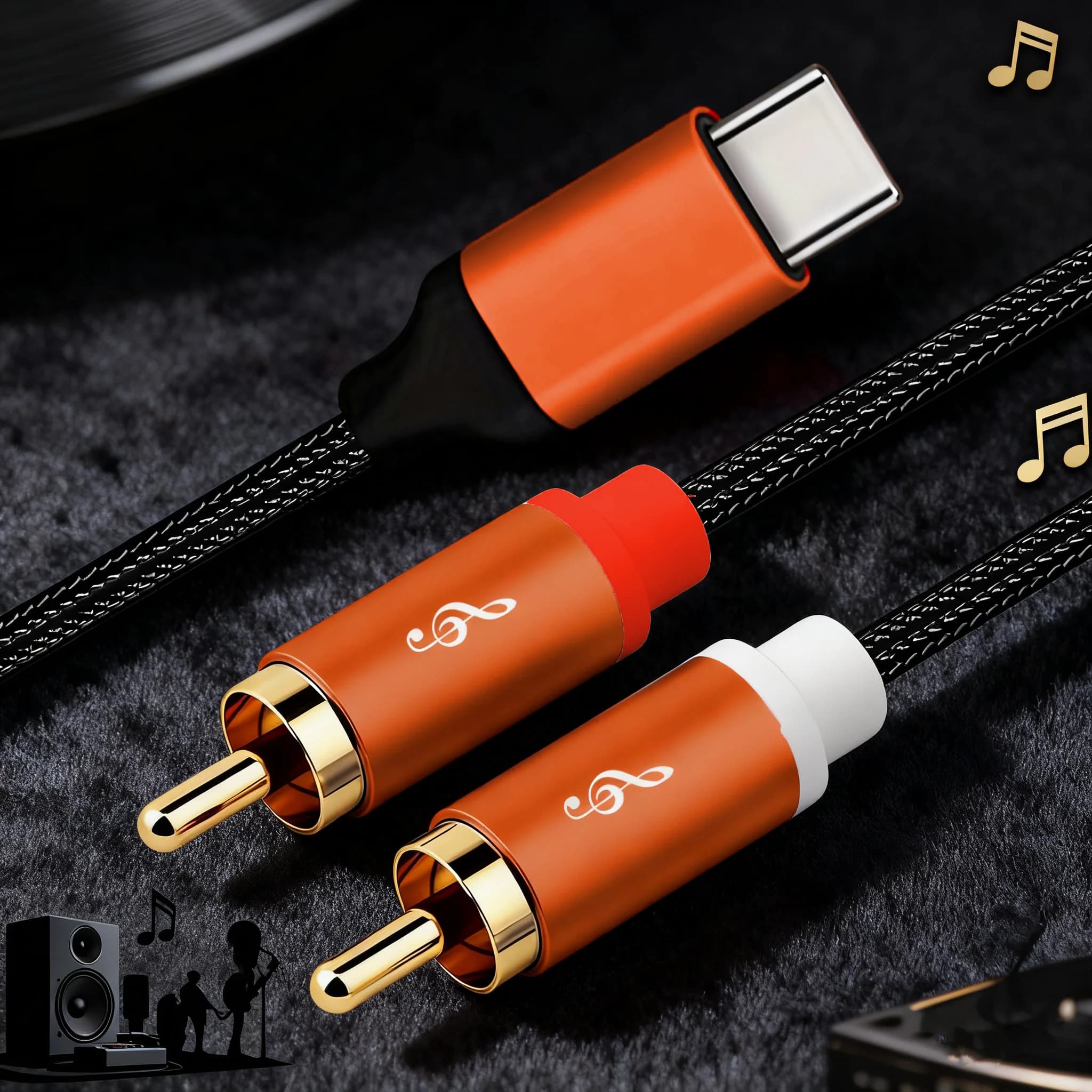 Cavo audio stereo Hi-Fi da USB-C a doppio RCA - Compatibile con smartphone, tablet, sistemi home theatre e altoparlanti
