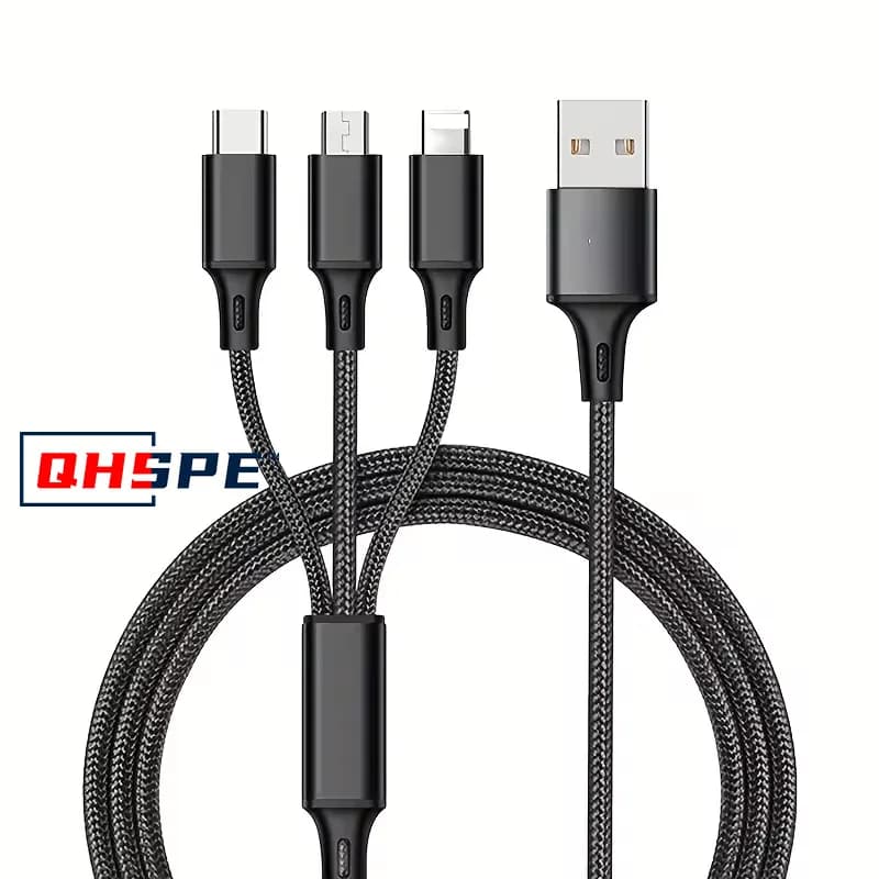 USB cable 3 IN 1 USB charger cable type C USB multi USB port Fast charging cable for iPhone 11 12 13 Pro Max Xiaomi Samsung