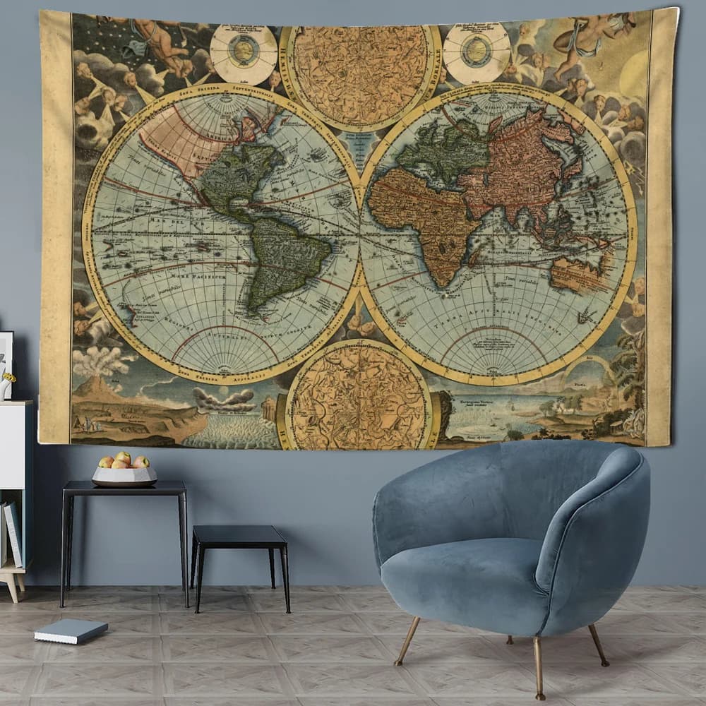 Pirate Treasure Map Tapestry Wall Hanging Bohemian Beach Mat poliestere sottile coperta Yoga scialle Mat coperta nuovo