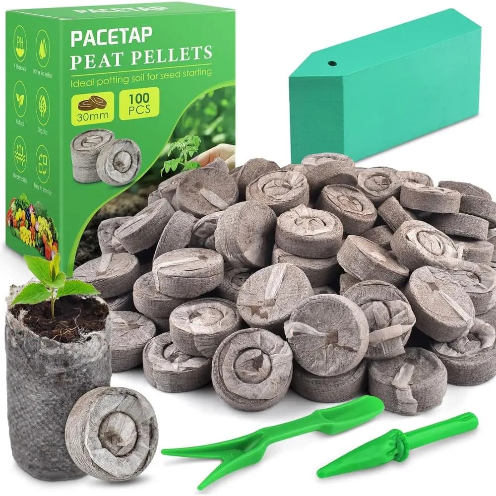 100 Pcs 30mm Peat Pellet Seed Starter Soil for Growing Herbs, Plants, Flowers, Vegetables