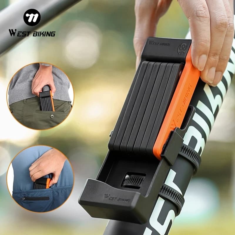 WEST BIKING Foldable Bicycle Lock High Security Anti-theft Cycling Lock Portable MTB Road Bike Chain Lock With 3Keys Accessories