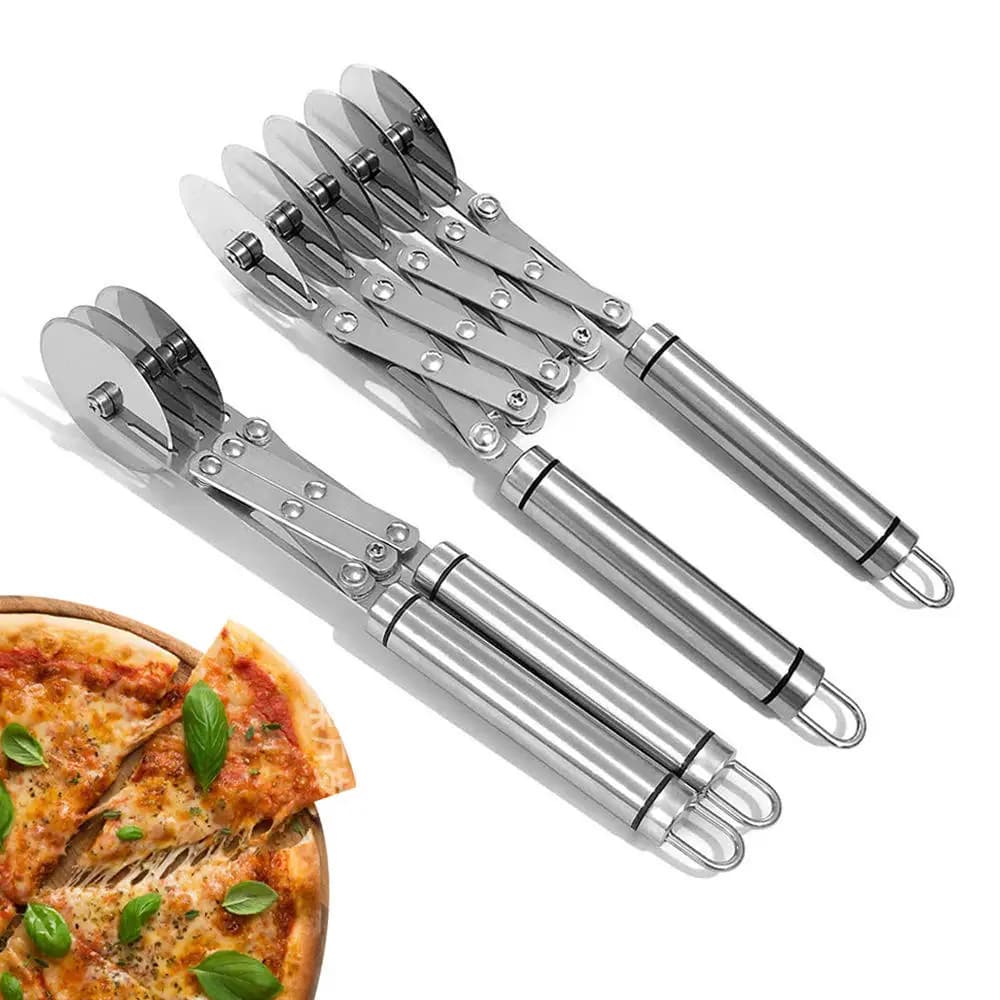 Tagliapasta a 3/5/7 ruote con manico, in acciaio inossidabile, doppio tagliapasta regolabile, per pizza, biscotti e impasto