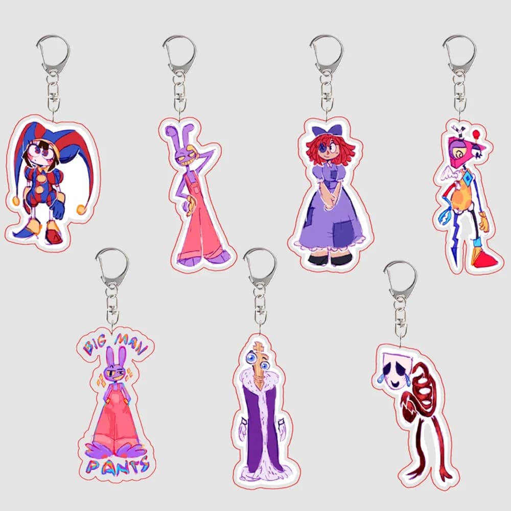 Portachiavi in acrilico per anime TADC Pomni Jax Ragatha Gangle Zooble Kinger, ciondolo squisito per zaino, regalo per festival