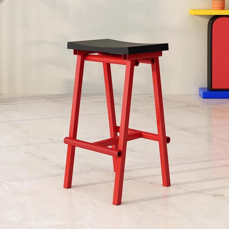 Sgabello da bar moderno semplice e colorato, sgabello in legno massello con gambe alte in stile americano, panca in legno massello di ferro in stile industriale