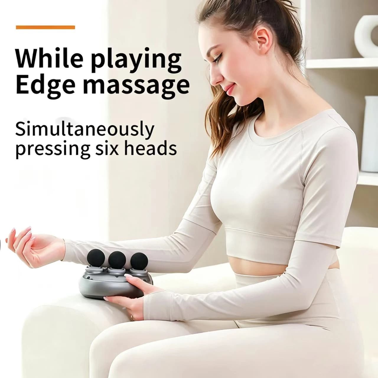 A fascia gun with 6-head massager and 9-level intensity to provide all-around body massage