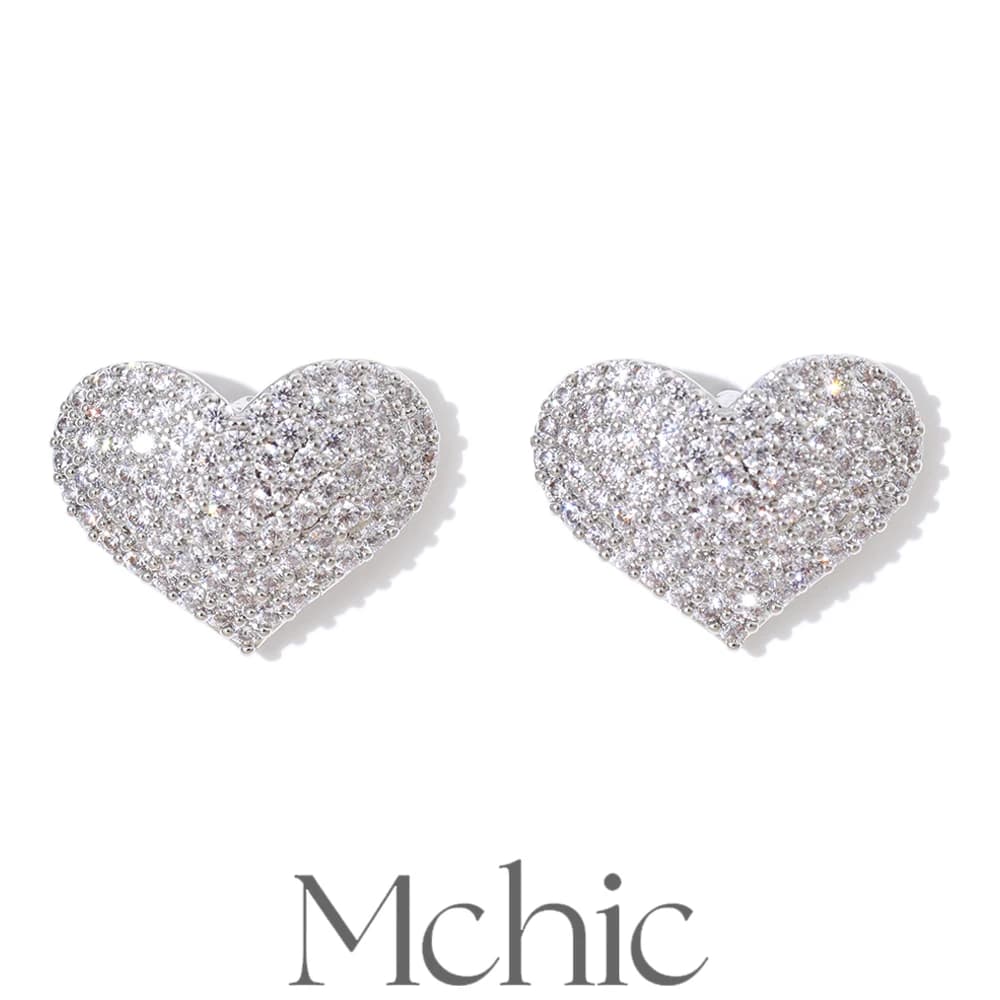 Mchic squisiti orecchini a forma di cuore con zirconi micro-intarsiati S925 argento post rame dolce gioielli di moda per le donne all'ingrosso