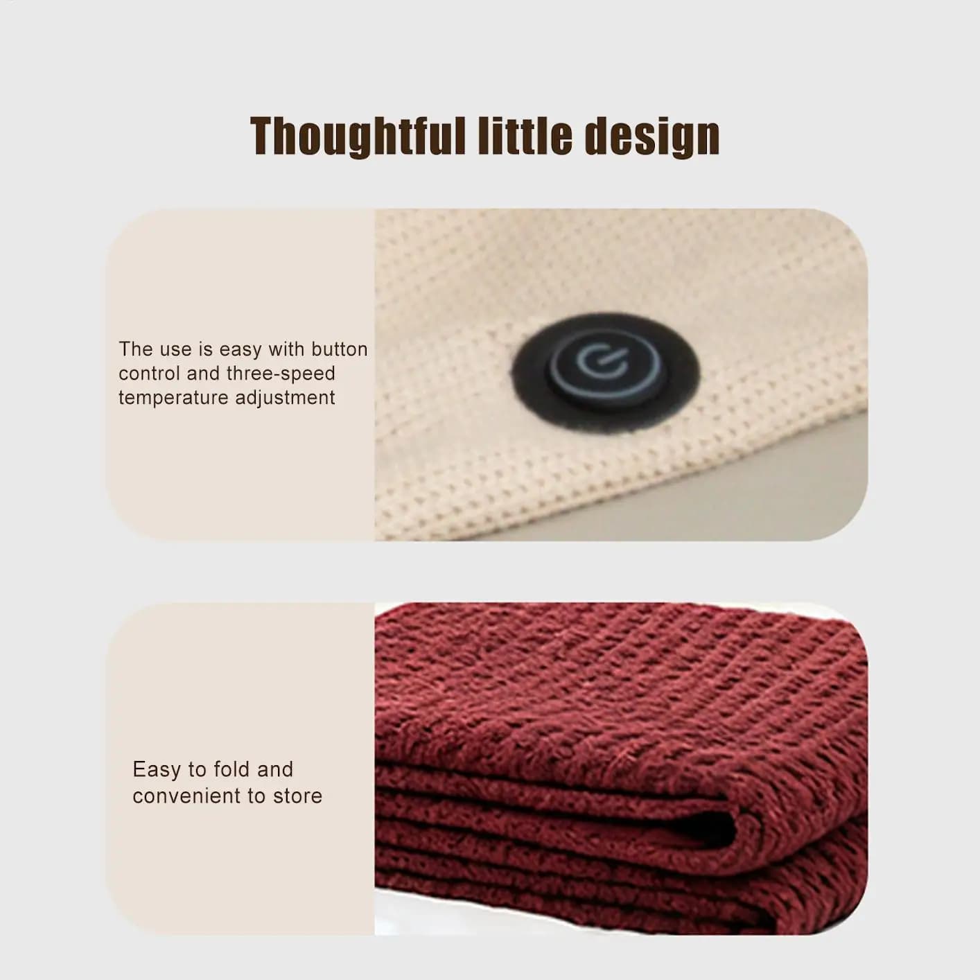 Scialle riscaldato portatile Scialle riscaldato USB a 3 livelli con cerniera Coperta elettrica da ufficio per camera da letto da viaggio all'aperto per ufficio da campeggio