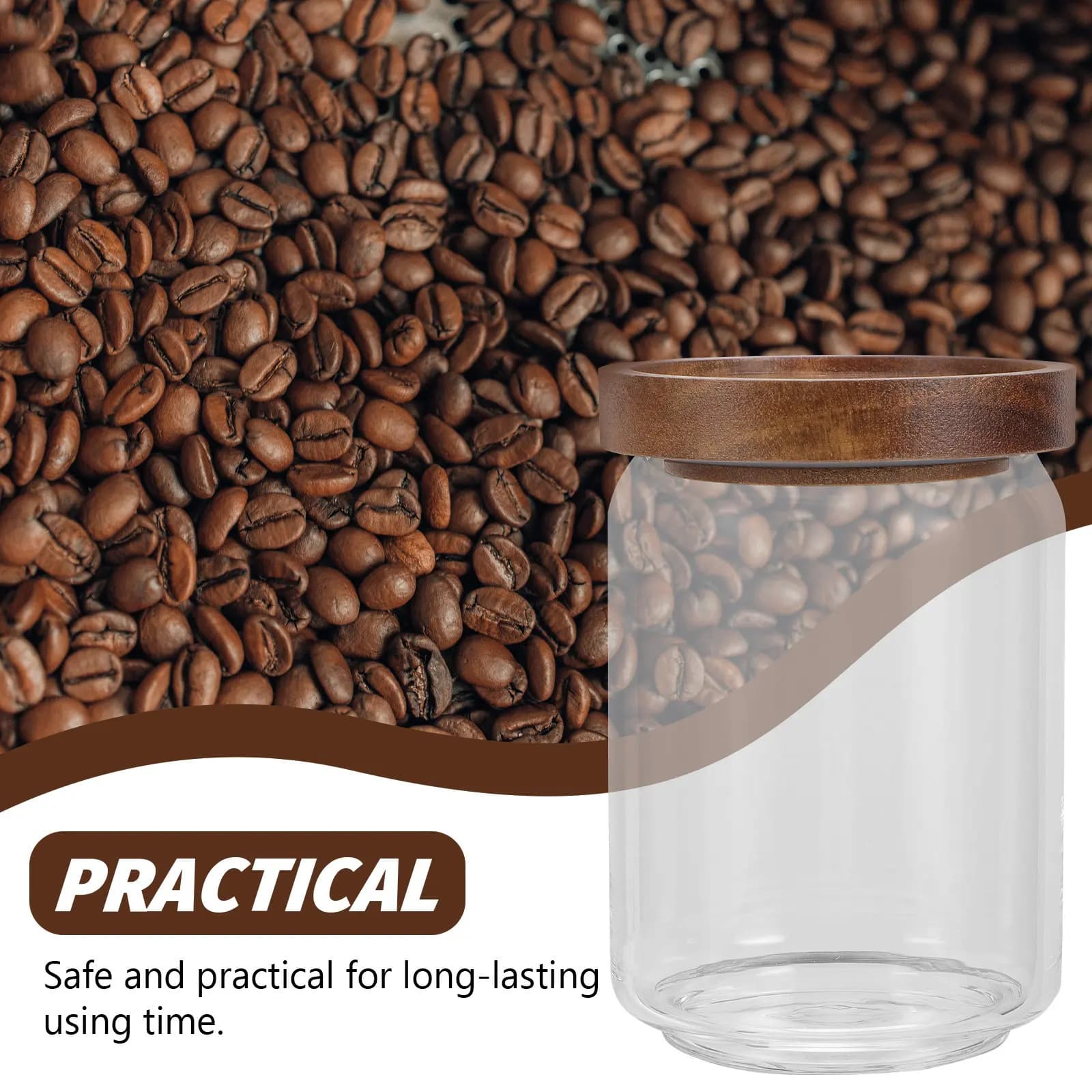Elegant Airtight Glass Food Jar with Solid Wood Lid Ideal for Loose Tea Coffee Beans Dried Fruits Nuts Spices Pantry Dry Storage