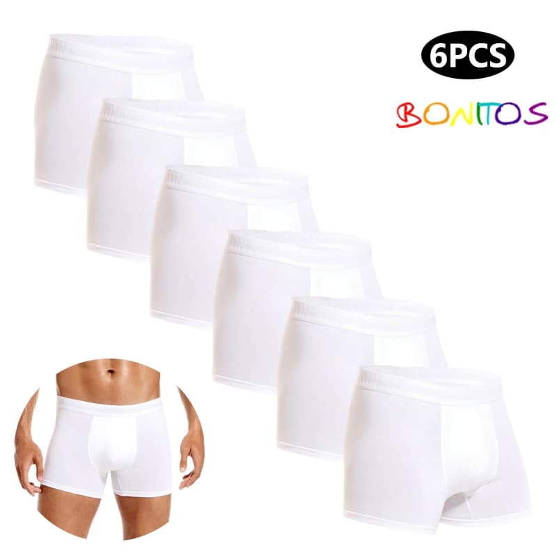 6 pezzi bianchi da uomo mutandine di cotone boxer per uomo pacchetto intimo marca mutande maschili slip sexy tronchi regalo homme boxer