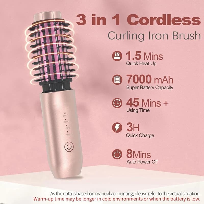 Hair curler comb Brush for iron wireless hair curler, mini comb for hot travel plate, portable 3 in 1
