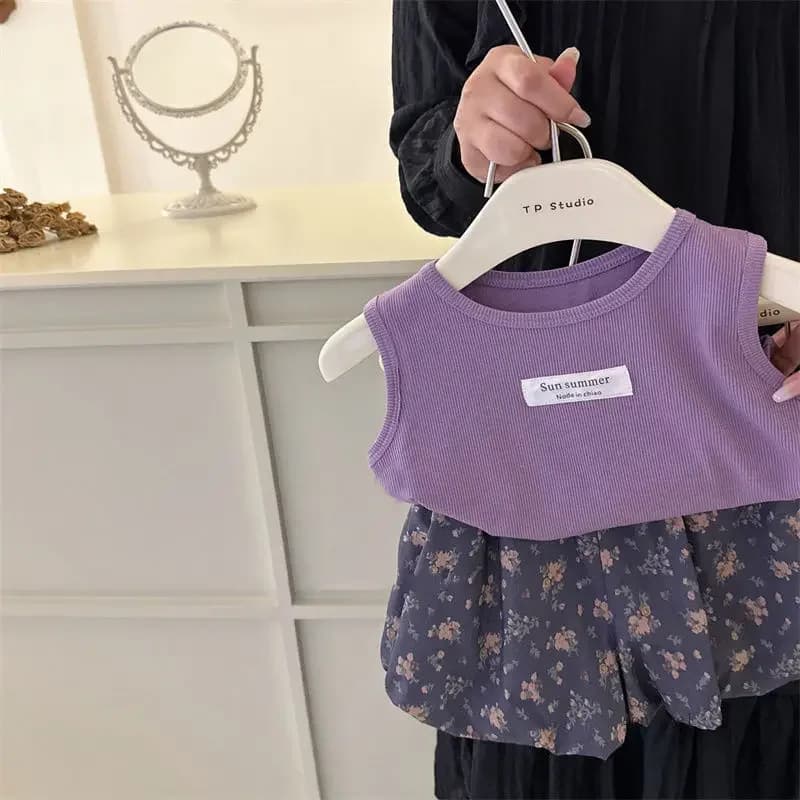 2 pezzi 1-6 anni bambini ragazze piccolo gilet T-shirt top + pantaloncini 2025 estate neonata carino floreale set vestiti per bambini ragazze
