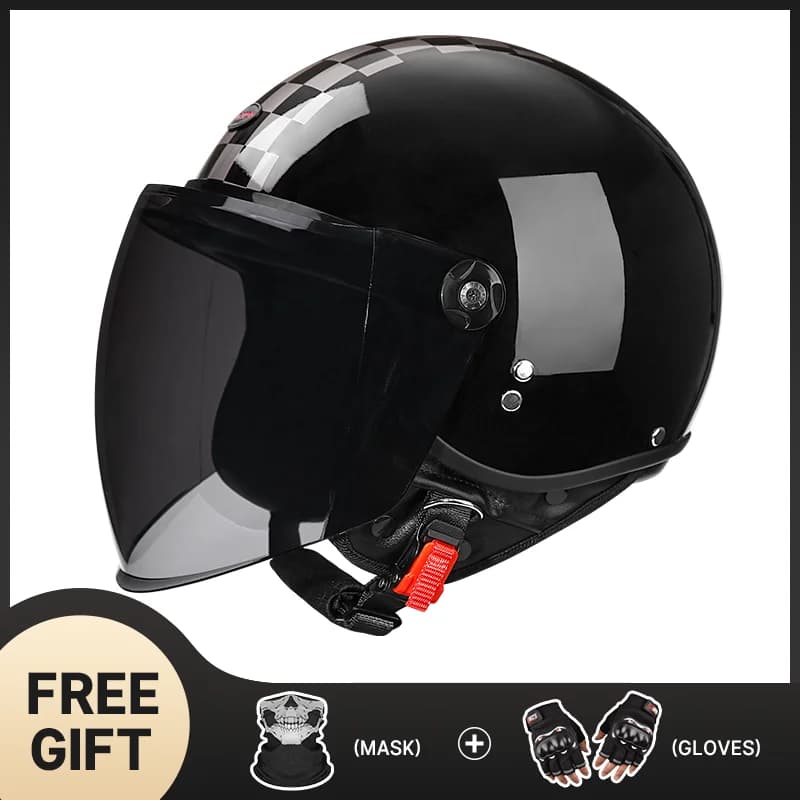 Casco da motociclista a faccia aperta 3/4 nuovo stile conveniente DOT Finitura brillante e design elegante Comodo per la guida sportiva in bici da strada