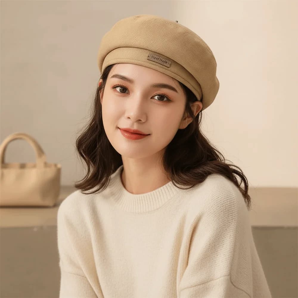 Sunshade Bonnet Warm Woolen Beret Solid Color Soft French Hat Comfortable Elegant Winter Beanie Casual Outfits