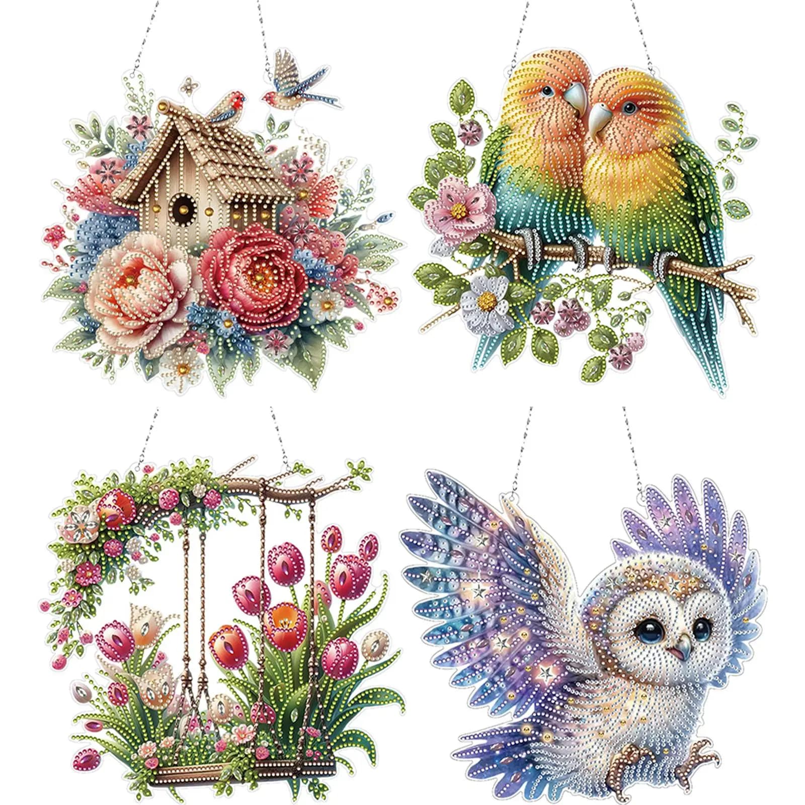 Acrylic 2D Flat DIY Special Shape Rhinestone Diamond Art Window Pendants Diamond Painting Set Window Hanging Art for Home Decor