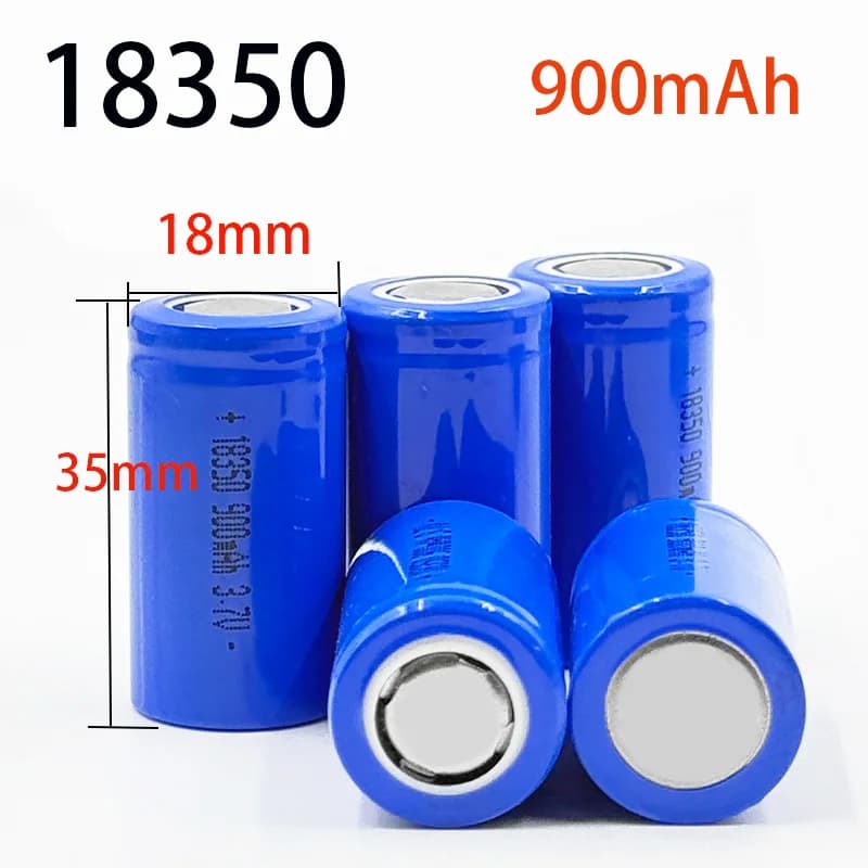 Batteria agli ioni di litio 18350 da 3.7V, ricaricabile, 900mAh, per fotocamere, torce LED, campanelli
