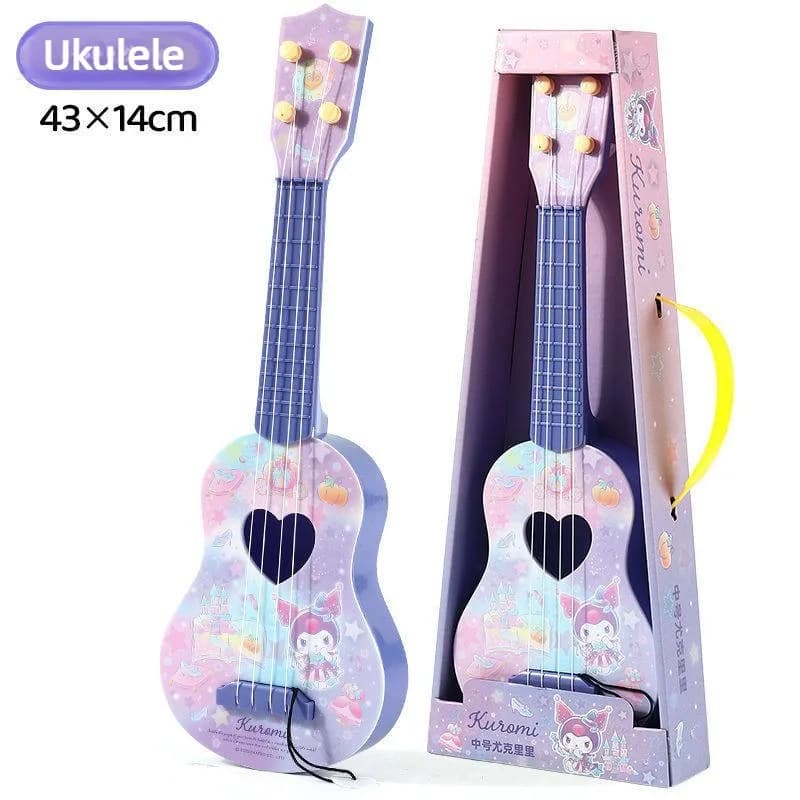 Mini Ukulele Sanrio Kuromi a 4 Corde, Chitarra Classica Giocattolo per Bambini, Strumento Musicale per l'Educazione Precoce dei Principianti