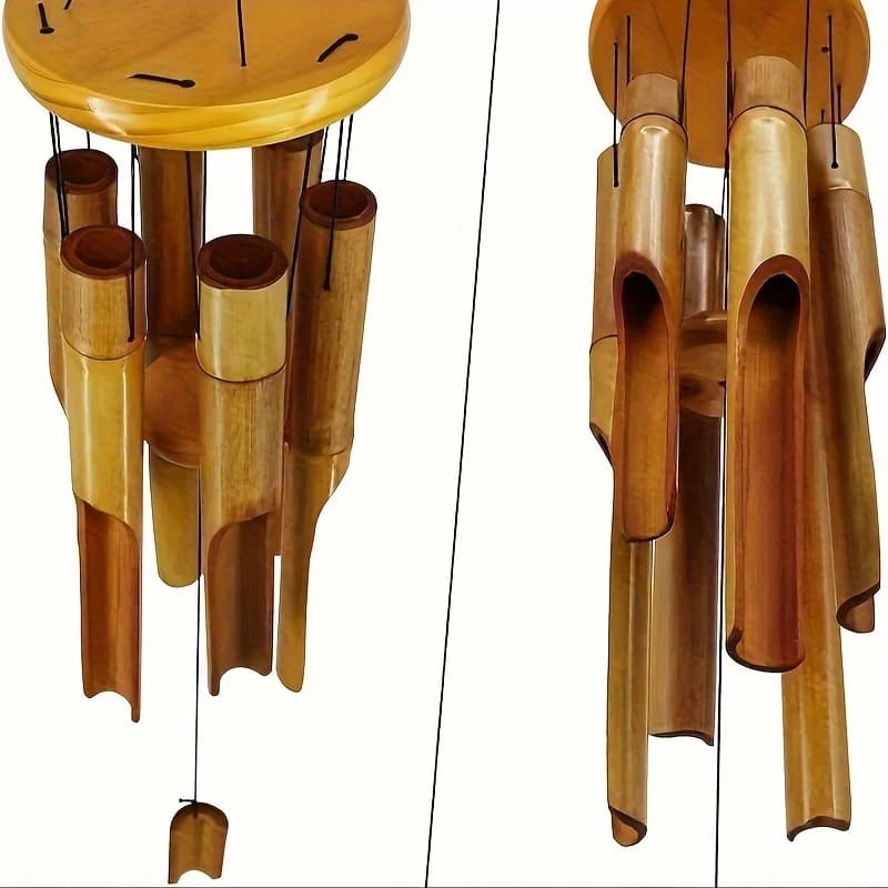 Bamboo Wind Chimes Outdoor/Indoor -Deep Tone Zen Garden Decor for Patio/Yard/Living Room - Soothing Rustic Hanging Artisan Craft