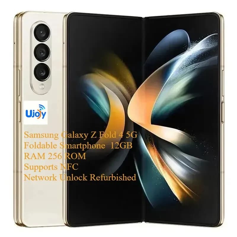 Network Unlock Foldable Smartphone Samsung Galaxy Z Fold 4 5G 12GB RAM 256 ROM Supports NFC Refurbished Smartphone