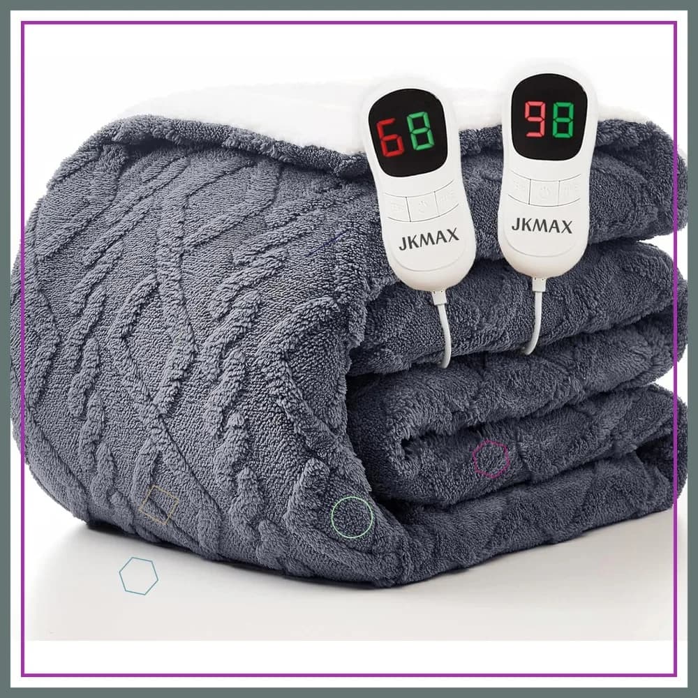 Coperta Elettrica Riscaldata Misura Queen, 84x90 Pollici con 10 Livelli di Calore e 5 Impostazioni Timer, Certificata ETL per un Calore Invernale Sicuro