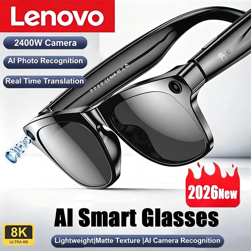 Lenovo New Upgrade Smart AI Glasses 2400W HD 8K Shooting Camera Photo Voice Call Translation Bluetooth AI Motorcycle Glasses