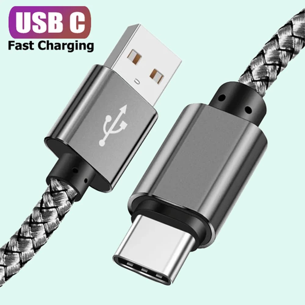 Cavo di ricarica USB A a Tipo C, caricatore rapido 2A, cavo dati in nylon 1M 2M 3M per dispositivi di ricarica per telefoni Android Huawei Samsung TypeC