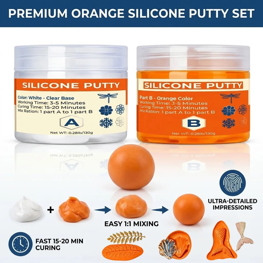 260g/120g Silicone Putty DIY Crafting Set Flexible Long-lasting For Resin Art Projects Molds (Orange)