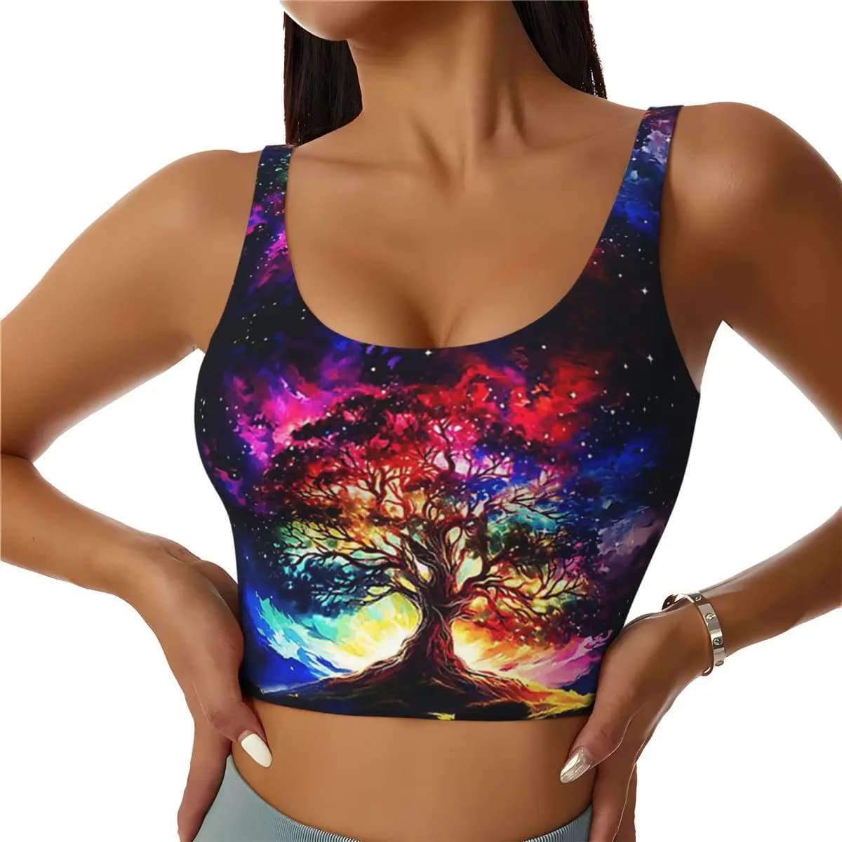 Reggiseno sportivo personalizzato per donna con albero della vita, gilet ad alto impatto, palestra, allenamento, yoga, canotte corte