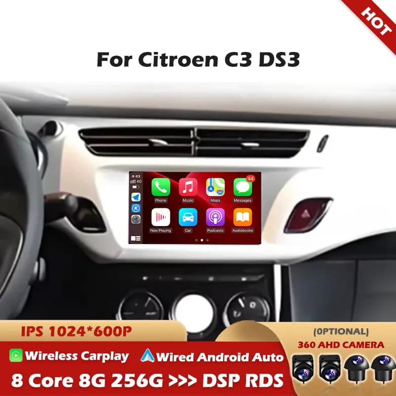 7 " For Citroen C3 DS3 Android Auto Car Radio Multimedia Player Monitor Stereo Navigation GPS BT Wireless Carplay Touch Screen