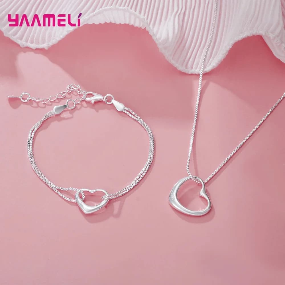3 modelli Set di gioielli in vero argento sterling 925 puro per le donne Catene di alta qualità Collana con bracciale Nuovi accessori di moda
