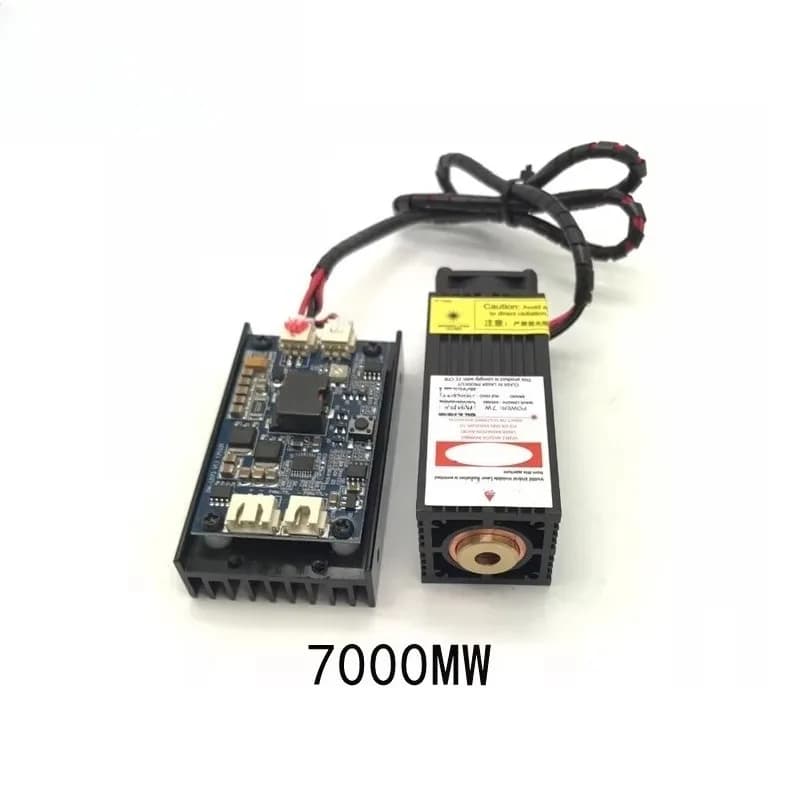 Actual measured power 7000mw laser module 7w high-power 445nm blue light engraving machine accessory 12vttl