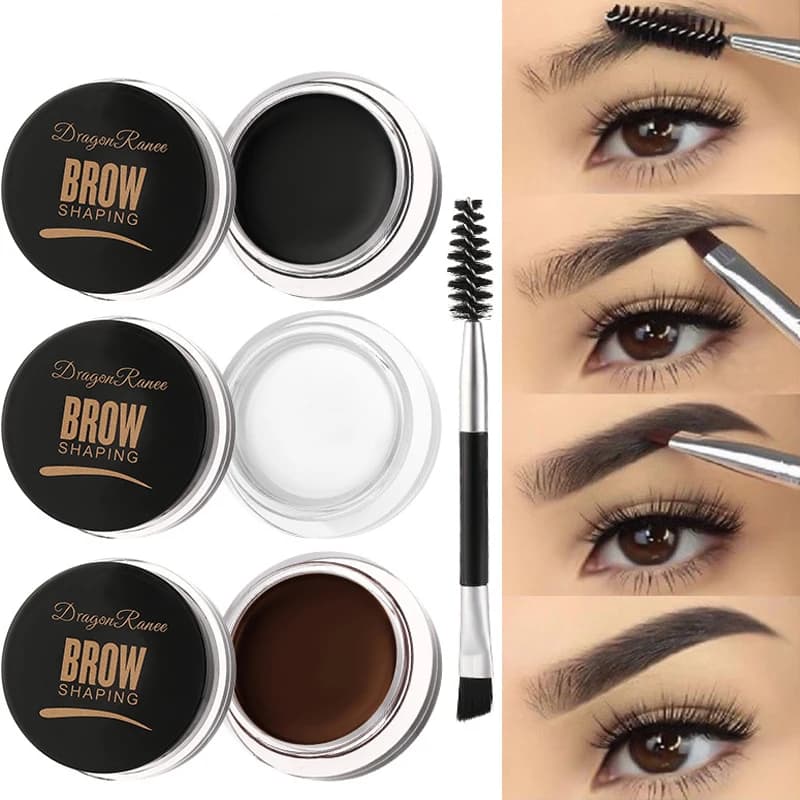 Gel Sopracciglia Multifunzione con Crema Correttore per Sopracciglia Effetto Naturale, Pennelli Quadrati per Trucco Occhi, Gel Modellante per Sopracciglia da Donna
