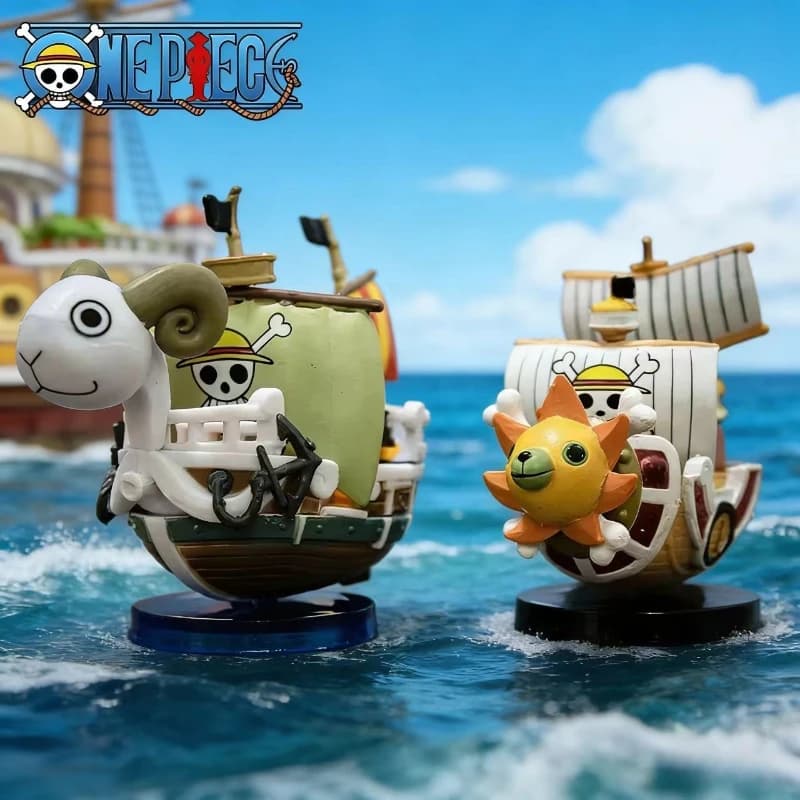 Modellino Nave One Piece 7cm, Figura di Luffy, Giocattolo Super Carino, Mini Barca THOUSANDSUNNY Going Merry, Modello Assemblato, Action Figure