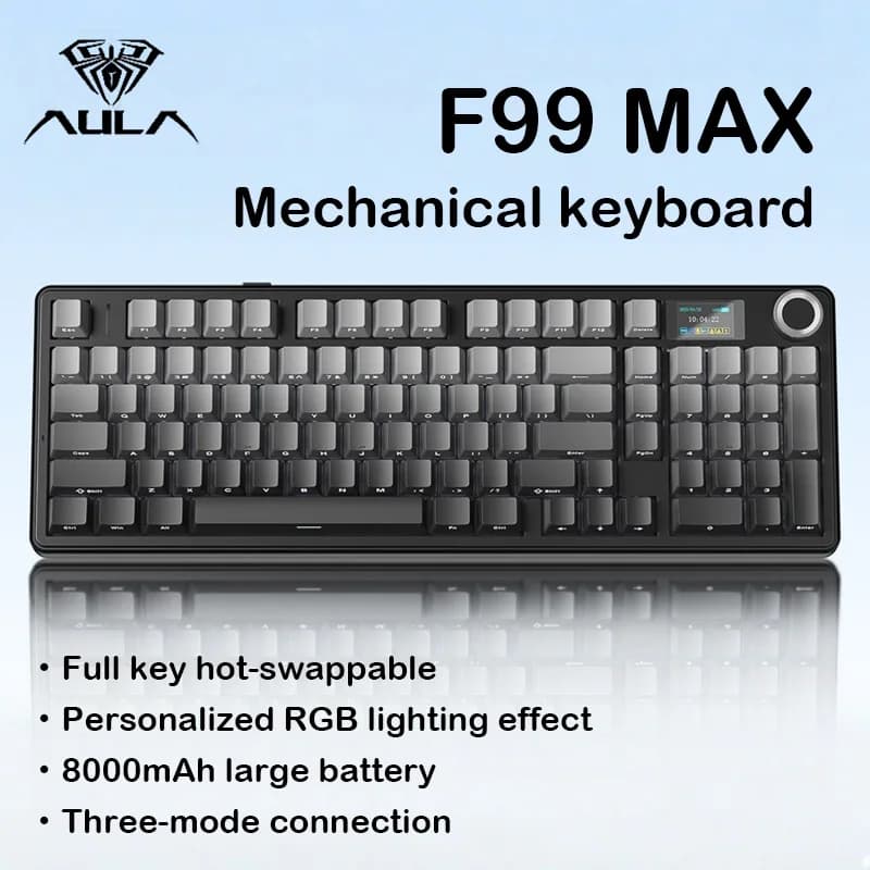 Tastiera Meccanica Personalizzata AULA F99Max, Wireless 2.4G, Bluetooth, Cablata, Tre Modalità, Hot Swap, RGB, per Gaming e Ufficio