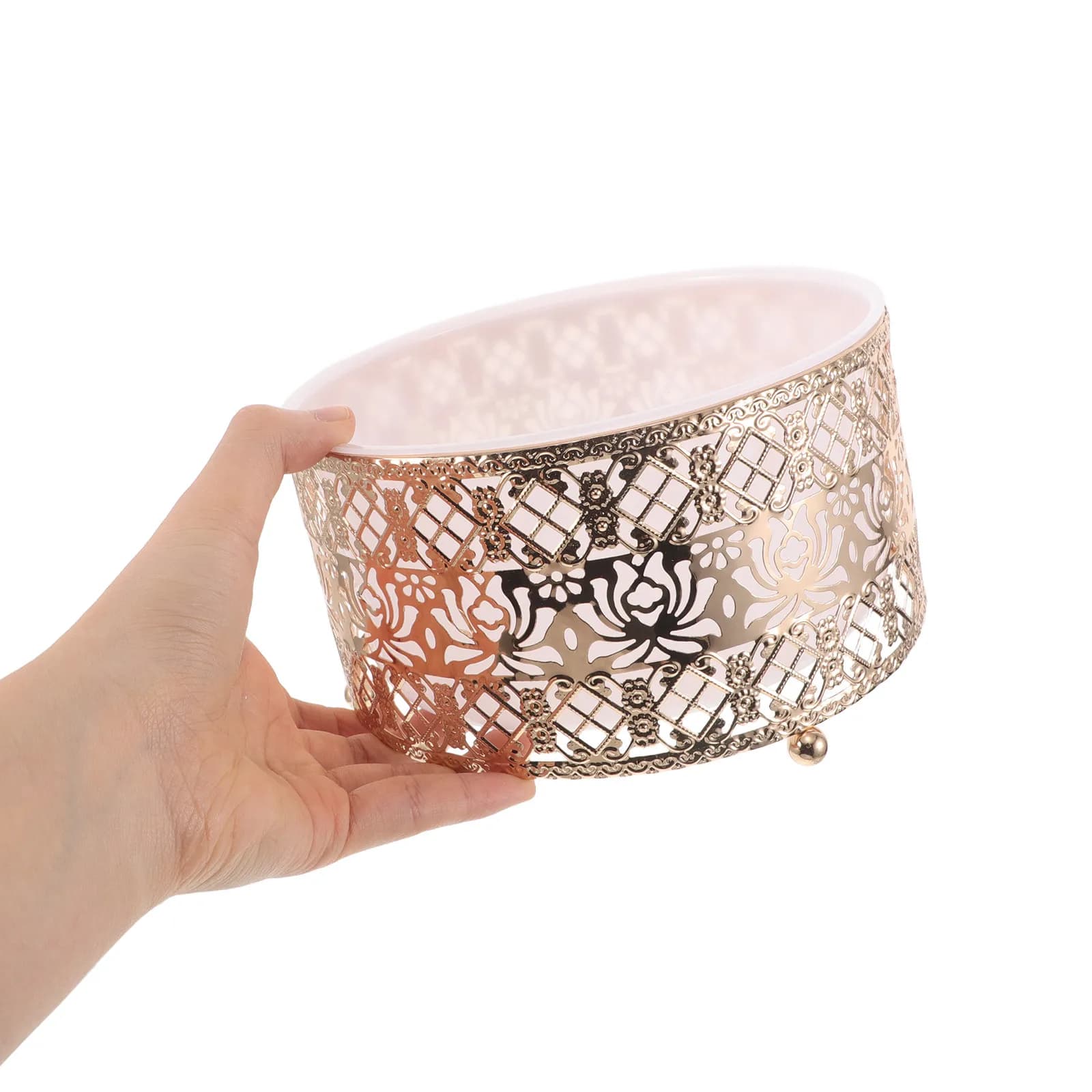 Metal Hollow Desk Trash Can Tabletop Iron Garbage Bin Waste Basket Rubbish Container Home Office Makeup Brushes Pens 6.7
