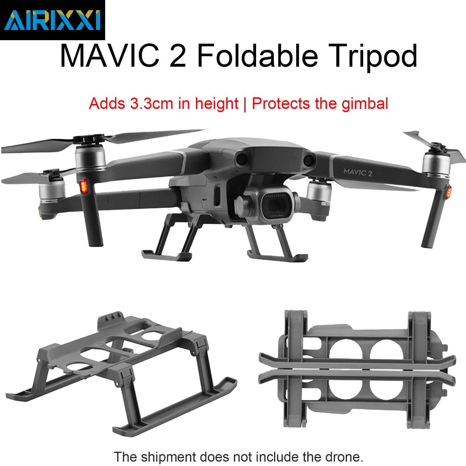 Airixxi Dji Mavic 2 Pro Zoom Foldable Extended 33mm Landing Gear Height Extender Drone Accessory