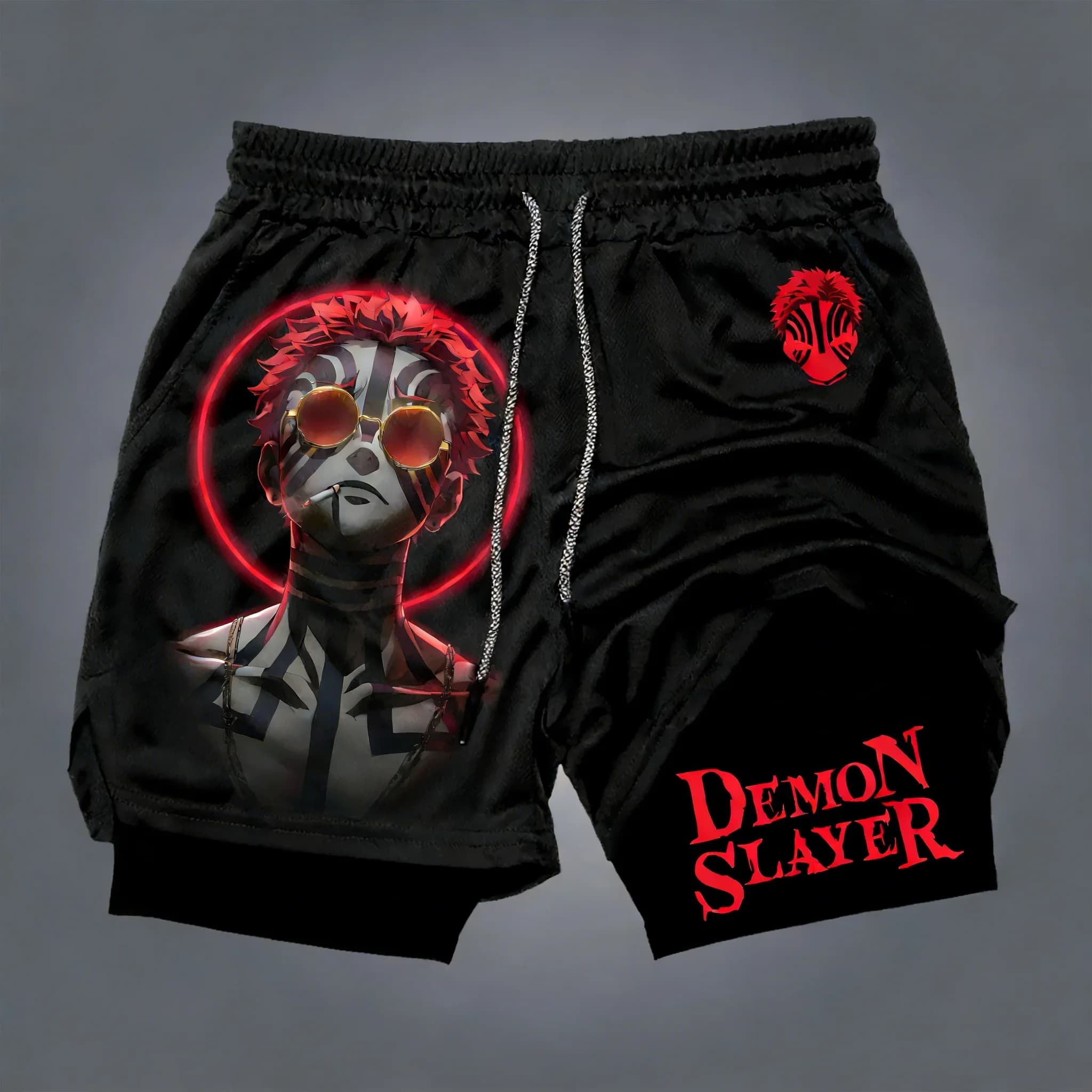 Demon Slayer Summer Shorts for Men and Women, New Anime Collaboration, 2-in-1 Sports Shorts for Rapid Drying and Breathable