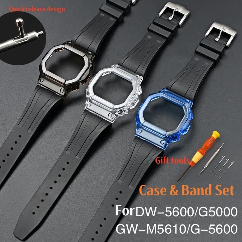 For Casio G-Shock DW-5600 DW-5000 GW-M5610 5600 Replacement Case & Band Set TPU Rubber Bracelet Band Shell Watch Accessories