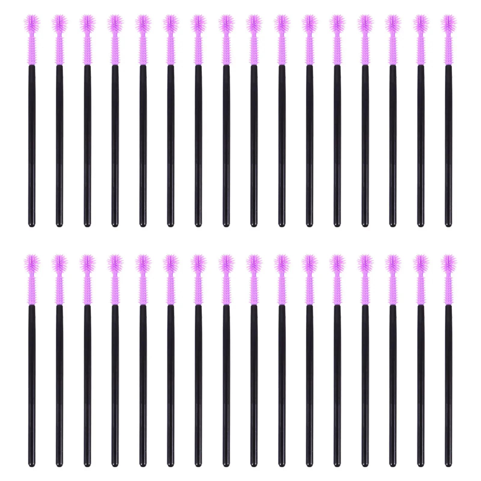 50Pcs Purple Disposable Eyelash Brushes Lightweight Portable Eyelash Mascara Wands Eyebrow Makeup Brush for Salon Home Use