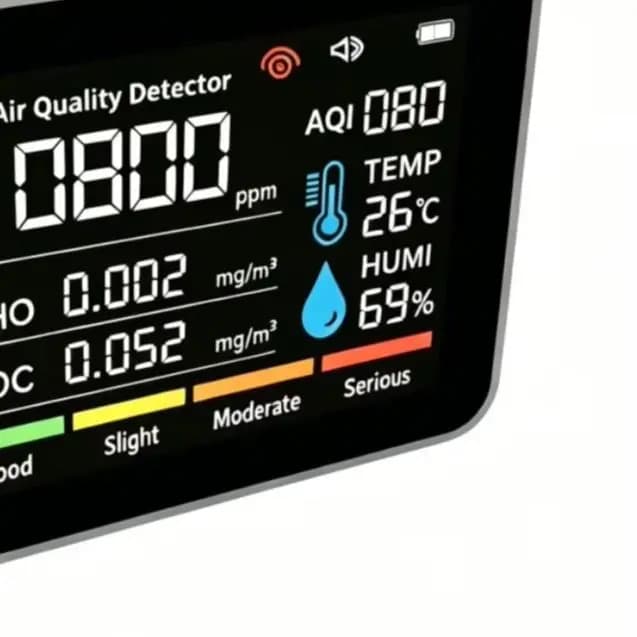 7 In Air Quality Monitor HCHO TVOC Smoke Detector Temperature Humidity Meter For Home Office Industrial Testing Tool