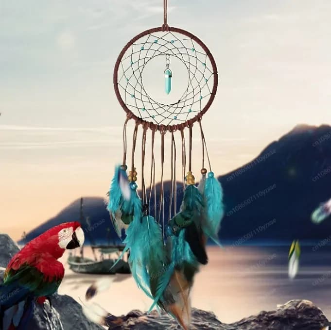 Dream Catcher Pendant Wind Chimes DIY Handmade Material Bag, Mori Room Feather Wall Decoration Birthday and Holiday Pendant