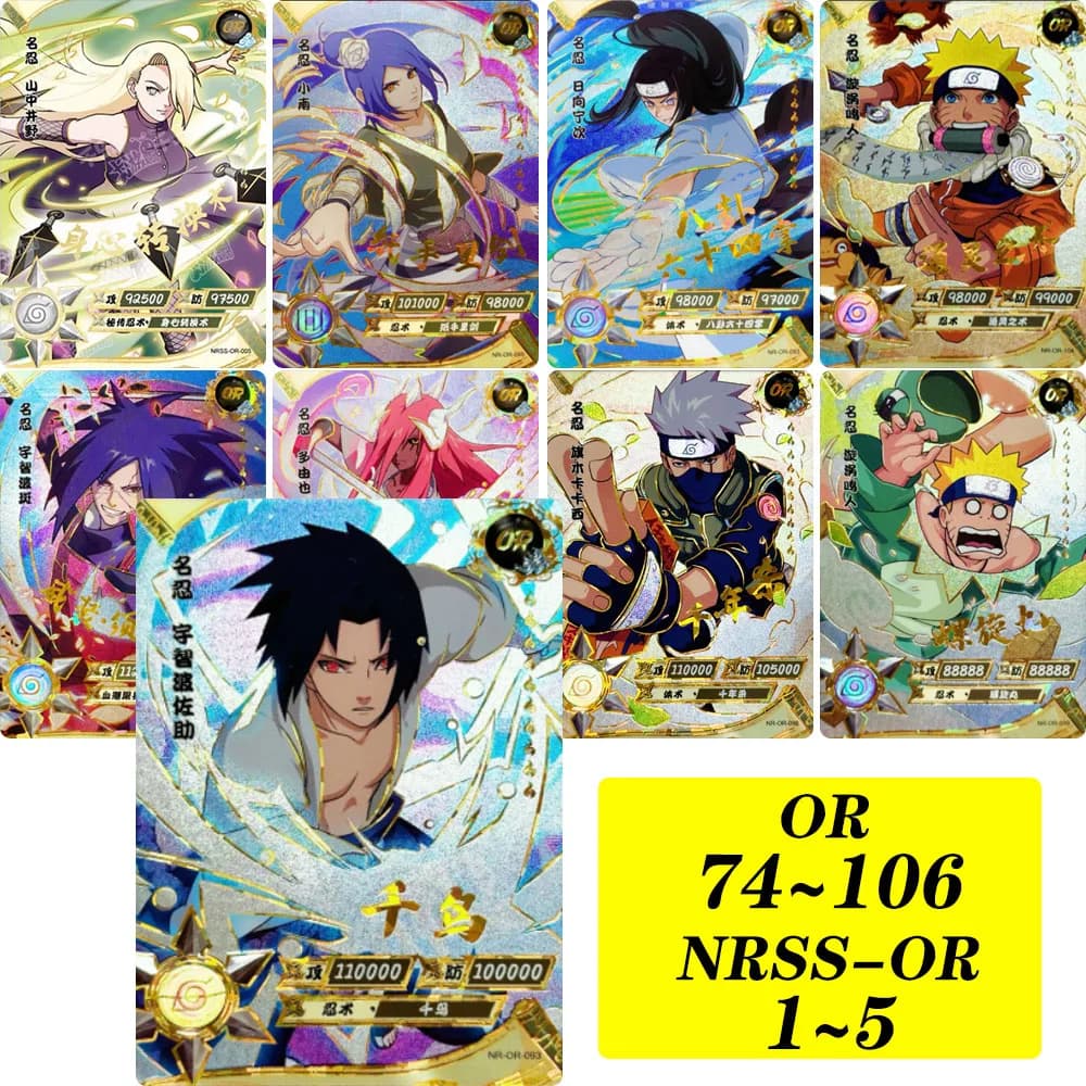 KAYOU NARUTO NRSS-OR 1 ~ 5 serie O 75 ~ 106 serie Uchiha Sasuke Haruno Sakura Collezione di carte Regalo di compleanno di Natale Gioco giocattoli