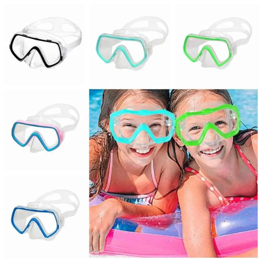 PC Glass Swim Goggles with Nose Cover Anti Fog Snorkel Swimming Goggles PVC Strap Vibrant Colors Child Diving Mask Girls