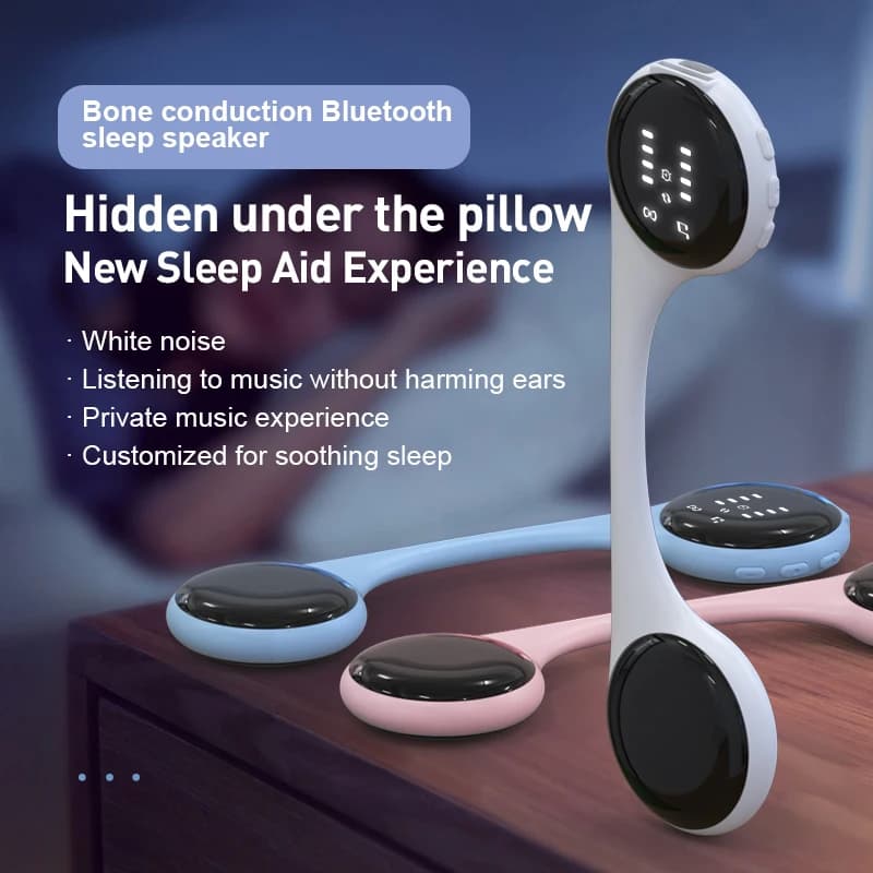 Sotto il cuscino Altoparlante Bluetooth a conduzione ossea Rumore bianco Carillon ausilio per il sonno con display a LED Supporto per scheda TF Spegnimento temporizzato