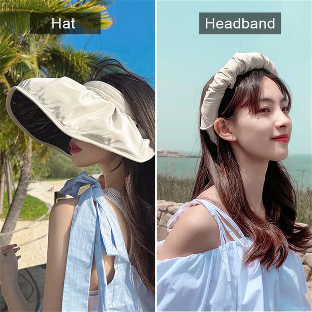 Summer sun-guard hat Uv circle for double-use hair sun hats for women wide foldable stretch fisherman hats soft from outdoor beach