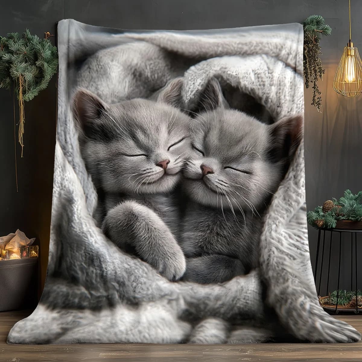 Comoda coperta da letto a pelo corto, leggera e portatile, con simpatici gatti malvagi, copriletto caldo per divano, viaggio, campeggio, divano a tema