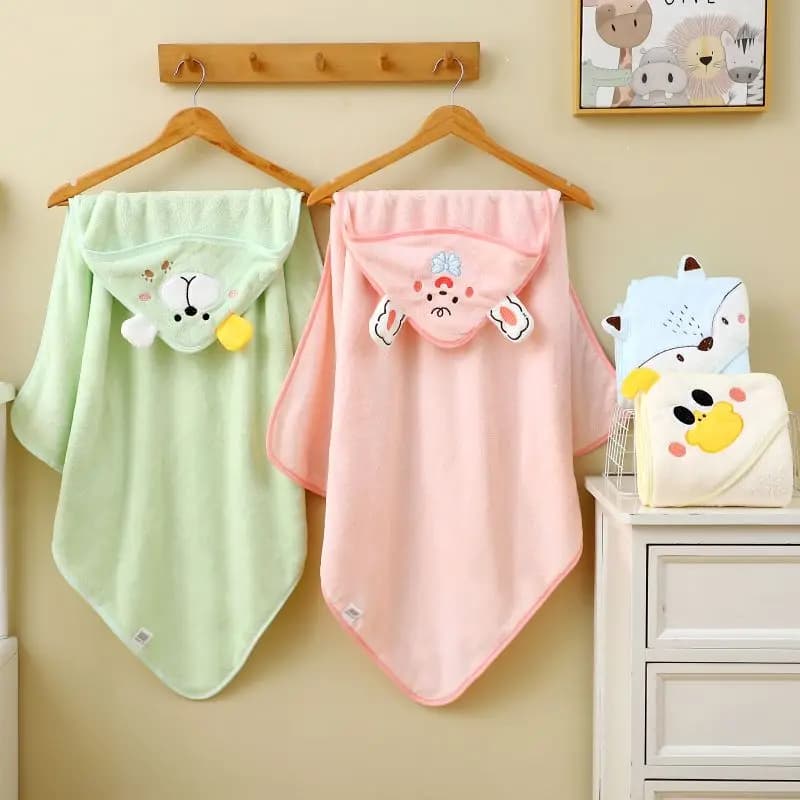 Coperta indossabile in pile corallo, asciugamano da bagno per la casa con simpatici cartoni animati, altamente assorbente, coperta per bambini, asciugamano da bagno.