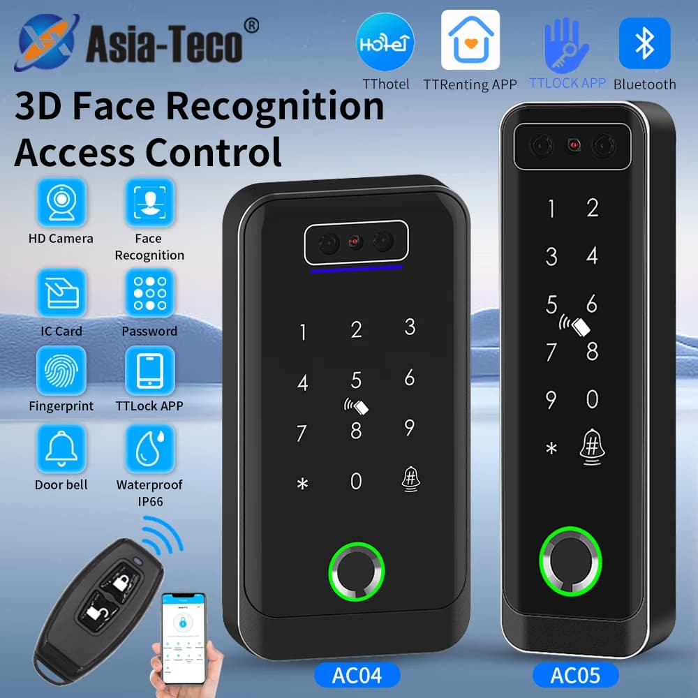Piattaforma multipla TTlock TTHotel TTRenting Smart Lock Tastiera di controllo accessi con riconoscimento facciale e impronte digitali Lettore di schede IC RFID