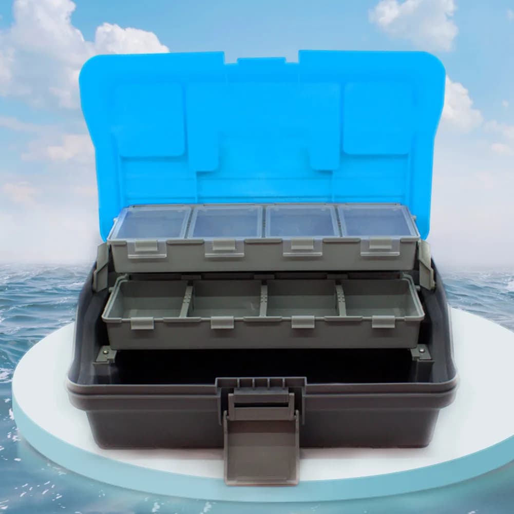 3-Layer Folding Fishing Storage Box Multipurpose Storage Tool Box with Handle Hardware Storage Box for Fishing Tackle Storage