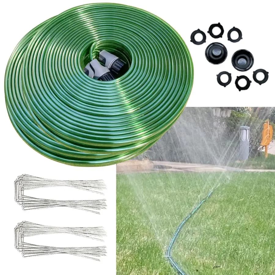 FT 75FT2 Plate Irrigation Pipe for Meadow, Garden Irrigation Pipe with Holes, Water Pipe Light Resistant Anti-Piega with Support
